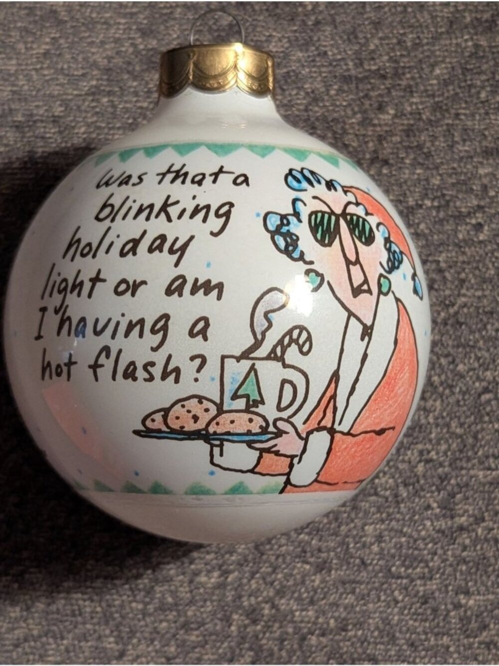 Hallmark Shoebox Glass Ornament With Humorful Hot Flash Text & Festive Design